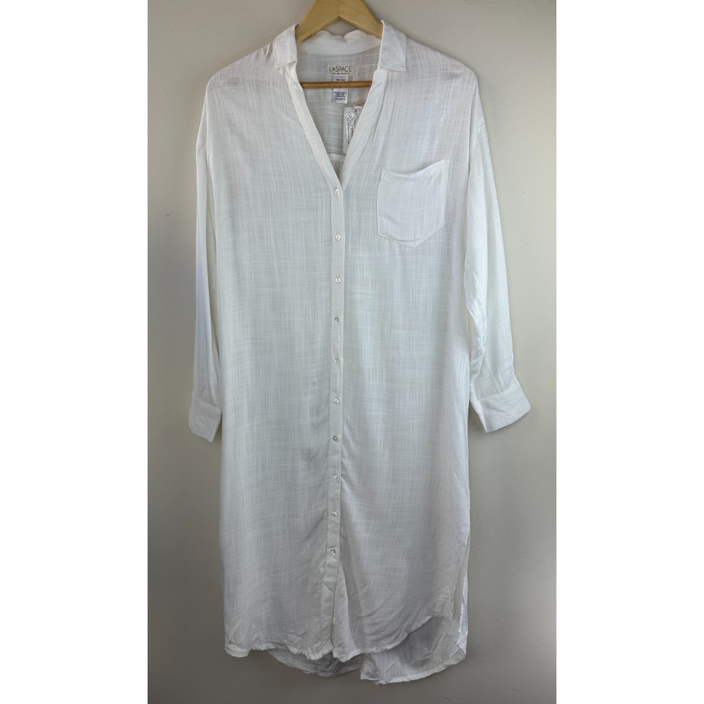 L*SPACE Barcelona Dress White Shirt Dress Coverup Button Up Pocket XS/S *No Belt - Picture 10 of 10
